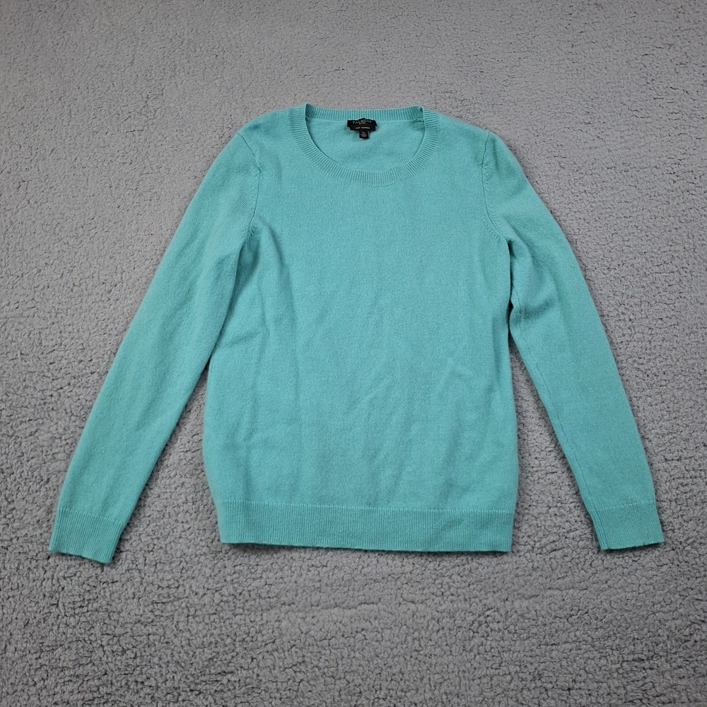 Talbots Pet Pure Cashmere Crewneck Sweater Aqua Turquoise 3/4 Sleeve Womens Sp